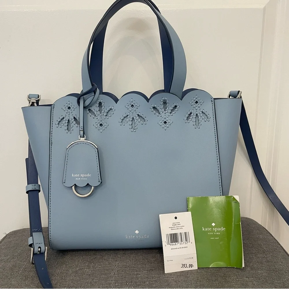 KATE SPADE Magnolia Street Mini Mina Eyelet Satchel - Pastel Blue - Picture 13 of 15